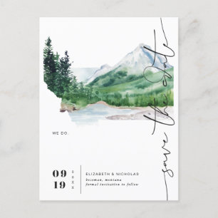 Postale Faire-part Montagne Watercolor   Carte Montana Enregistrer la
