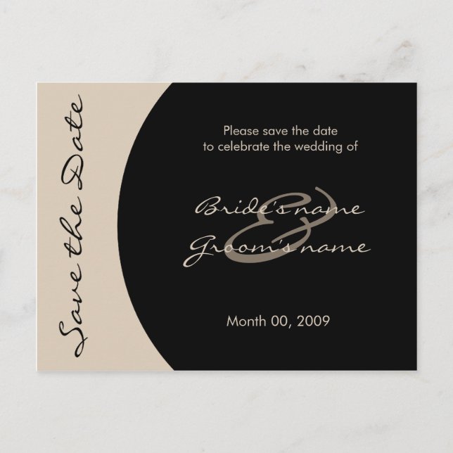 Postale Faire-part Noir moderne et le style Enregistrer la date Carte (Devant)