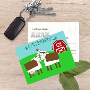 Postale Faire-part Nous avons déplacé Vaches et Grange Nouvelle Carte