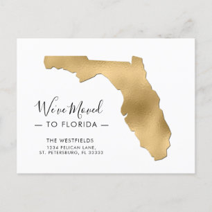 Postale Faire-part Nouvelle adresse Gold Foil Floride Carte Moving