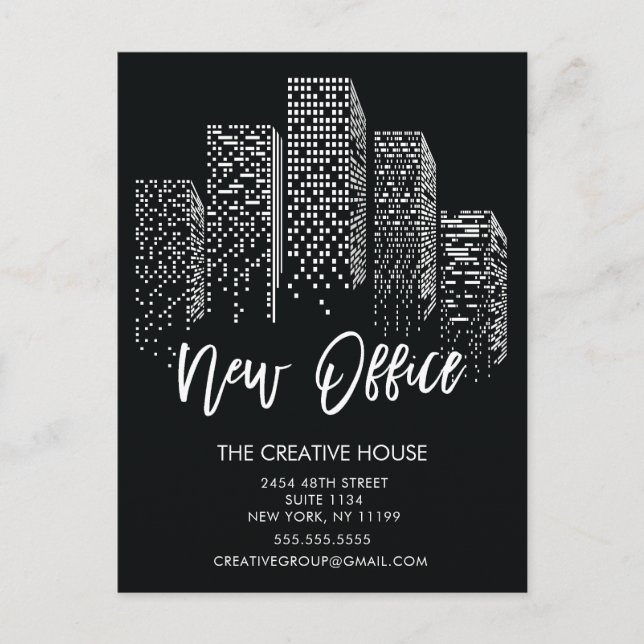 Postale Faire-part Nouvelle carte de déplacement de bureau (Devant)