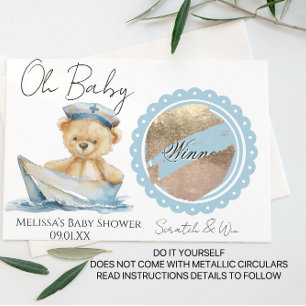 Postale Faire-part Oh Bébé Marin Baby Shower Carte à Gratter DIY Océa