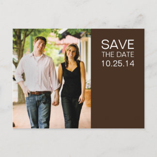 Postale Faire-part Photo Brown/blanc Enregistrer la date Carte postal