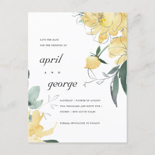 POSTALE FAIRE-PART PROPRE JAUNE VERT FLORAL ENREGISTRER LA CARTE DE D