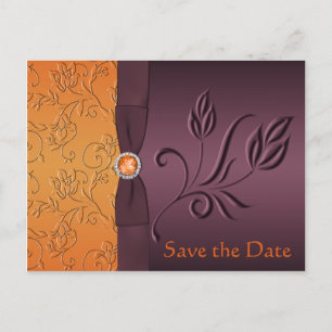 Postale Faire-part Purple et Tangerine Enregistrer la carte Date
