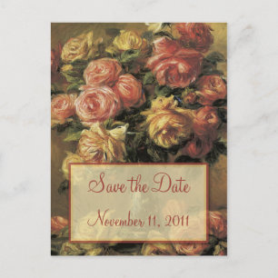 Postale Faire-part Renoir mariage Rose Enregistrer la date Carte post