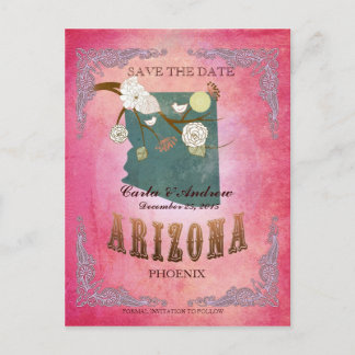 Postale Faire-part Rose Enregistrer La Date - Arizona Carte Avec De B