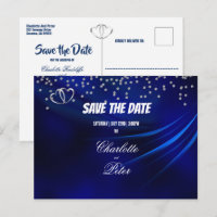 Royal Blue Diamonds & Hearts Enregistrer La Carte 