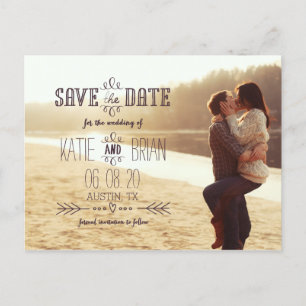 Postale Faire-part Rustic Country Photo Enregistrer la date Carte pos