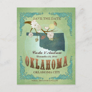 Postale Faire-part Sauver la date - Carte de l'Oklahoma avec de beaux
