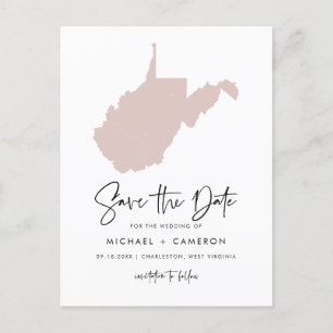 Postale Faire-part Script de carte de Blush Pink West Virginia Enregi