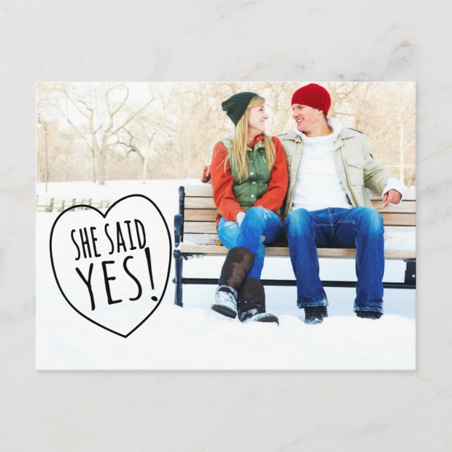 Postale Faire-part Simple Love Elle a dit oui Carte de sauvegarde de  (Devant)