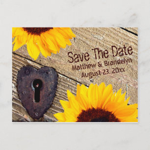 Postale Faire-part Tournesol Rustique Enregistrer La Date Carte Post 