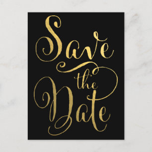 Postale Faire-part Typographie Gold Foil Enregistrer la date Carte po