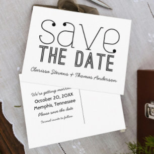 Postale Faire-part Typographie tendance Enregistrer la date Carte pos