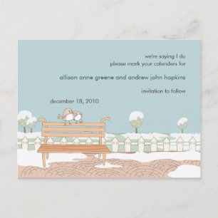 Postale Faire-part Whimsical Winter Wedding Enregistrer la date Carte