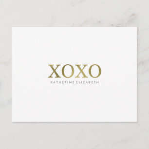 Postale Faux Gold Foil sur Carte de remerciements plat XOX