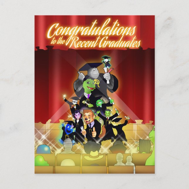 Postale Félicitations aux diplômés récents (Noir) Carte (Devant)