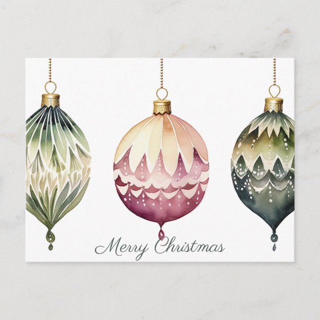 Postale Festive Baubles Carte de voeux de Noël (Devant)