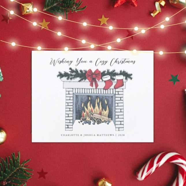 Postale Festive Cosy cheminée carte de Noël (Créateur téléchargé)