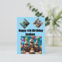 Fête d'anniversaire de triplés loutres, Carte post