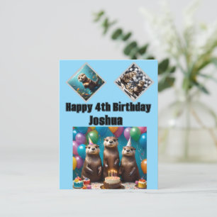 Postale Fête d'anniversaire de triplés loutres, Carte post