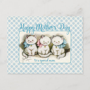 Postale Fête des mères Kitties Reproduction Vintage Carte 