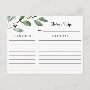 Postale Feuilles aquarelle   Carte de recette
