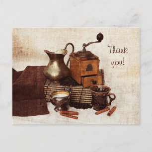 Postale Fèves de café et vieux moulin à café carte de reme