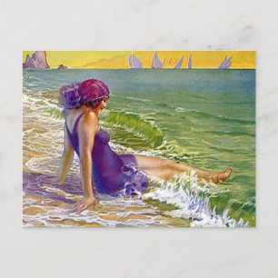 Postale Fille d'aileron à la cloche de voiliers de carte