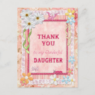 Postale fille Merci, carte d'artisanat de fleurs