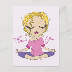 Postale Fille mignonne en pose de yoga Merci   Carte posta