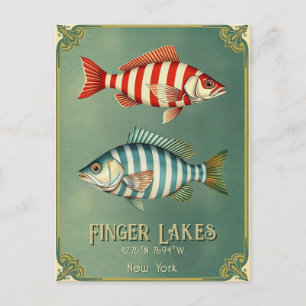 Postale Finger Lakes New York Poisson nautique Carte posta