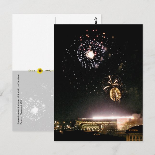Postale Fireworks sur Cleveland Browns Stadium - carte pos (Devant / Derrière)