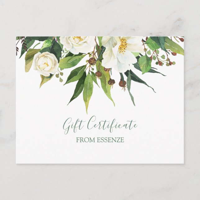 Postale Fleurs blanches bou Certificat cadeau Design Carte (Devant)