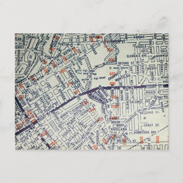 Postale Flint, MI Carte Vintage (Devant)