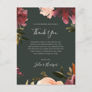 Postale Floral Bourgogne   Carte de réception Merci vert