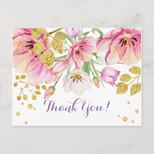 POSTALE FLORAL, CARTE DE REMERCIEMENTS D'ANNIVERSAIRE