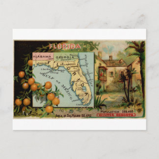 Postale Floride, carte vintage 1889