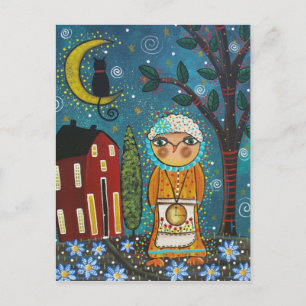 Postale FOLK ART Moon Over The Star's BY LORI carte postal