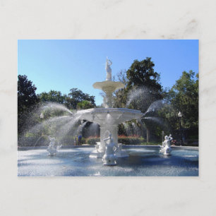 Postale Fontaine du parc Forsyth, Savannah, Géorgie, Carte
