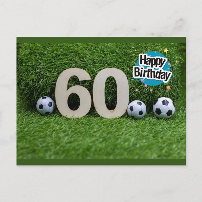 Postale Football 60e carte anniversaire avec balle sur ver (Devant)