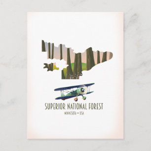 Postale Forêt nationale supérieure Minnesota carte vintage