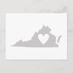 Postale Forme de la carte d'état gris de Virginie avec déc