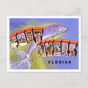 Postale Fort Myers, Floride Vintage Big Letters Carte post