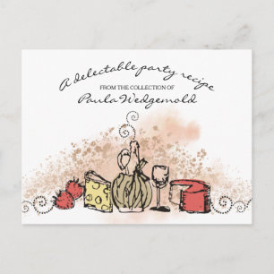 Postale fromage fruit vin dîner carte de recette