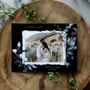 Postale Frosty Winter Floral Enregistrer La Date Carte Pos