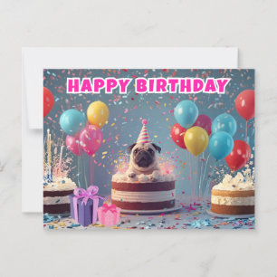 Postale Funny Carlin 3D carte d'anniversaire   Jolie fête 