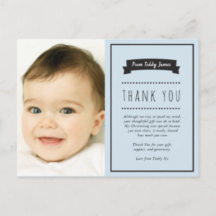 Postale Garçons Christening/Baptême Carte de remerciements