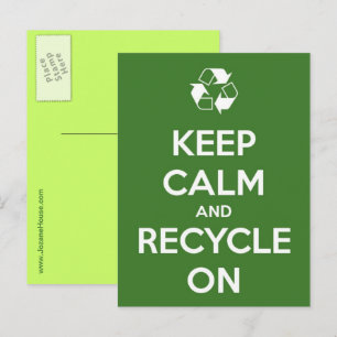 Postale Gardez le calme et le recyclage sur la carte posta